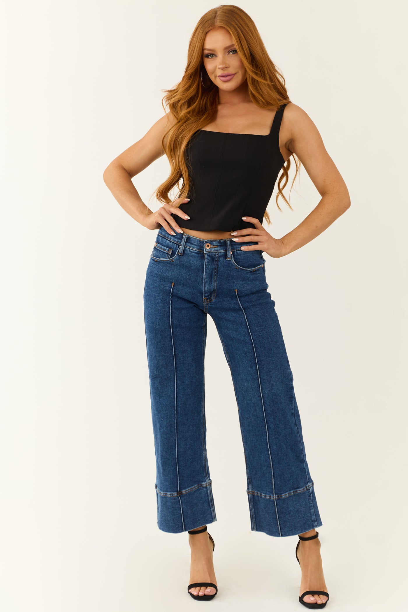 Special A Tummy Control Dark Wash Wide Leg Jeans