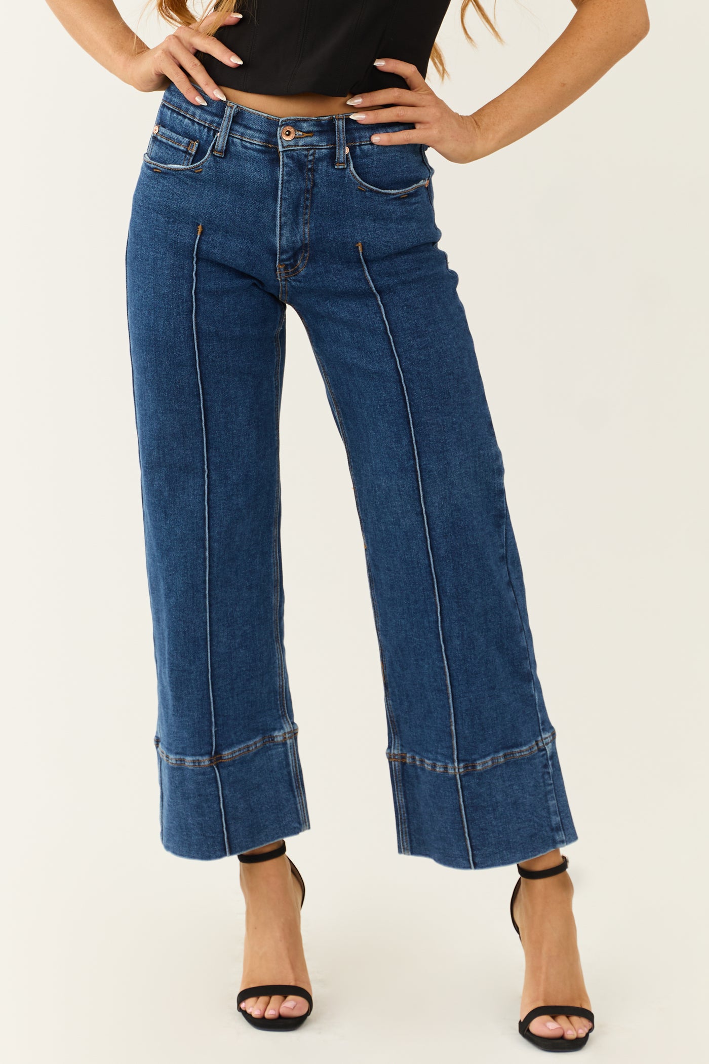 Special A Tummy Control Dark Wash Wide Leg Jeans