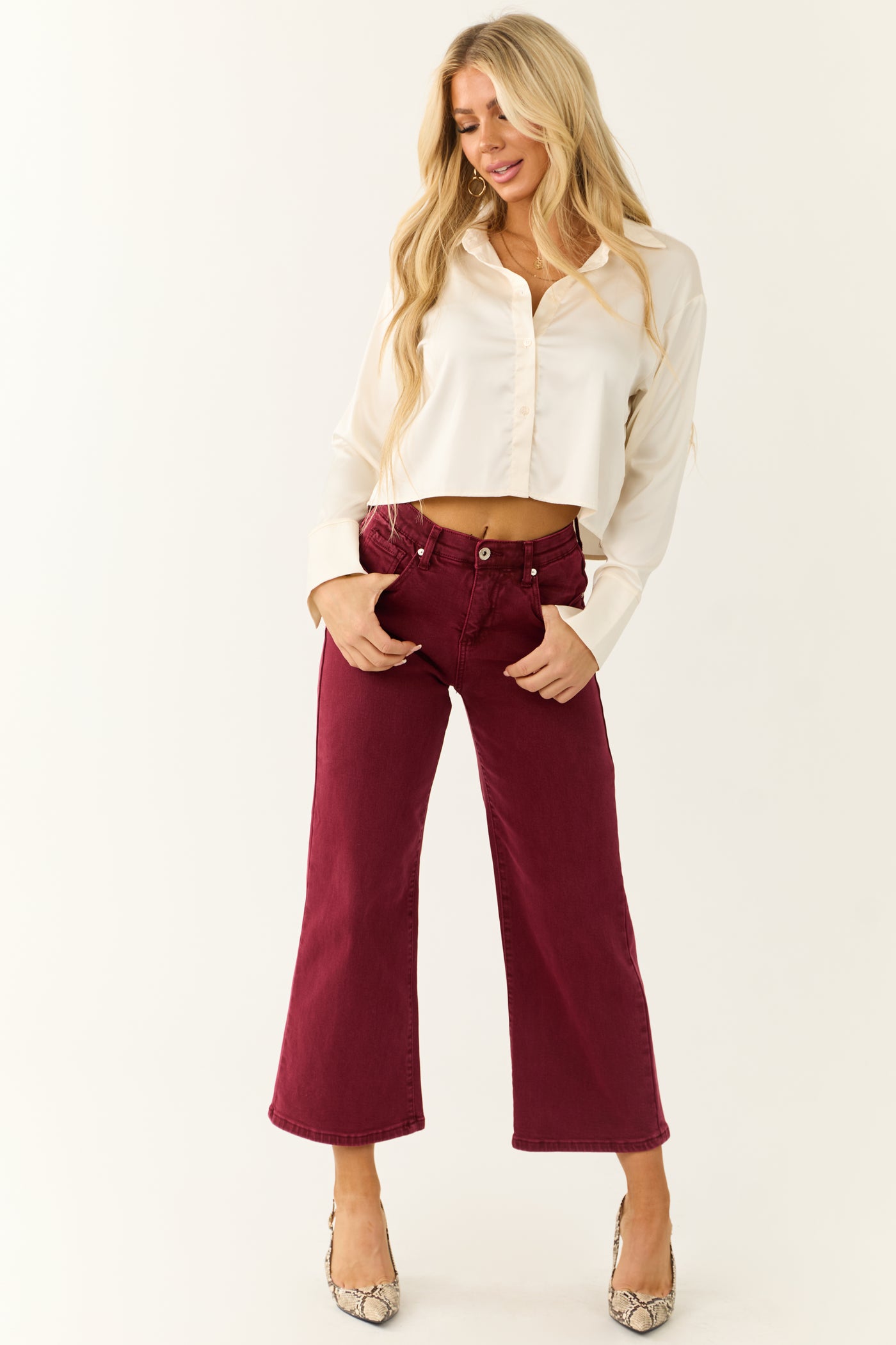 Special A Wine Tummy Control Wide Leg Jeans