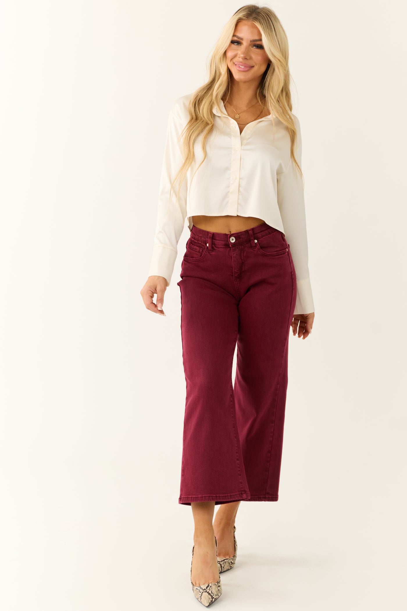 Special A Wine Tummy Control Wide Leg Jeans