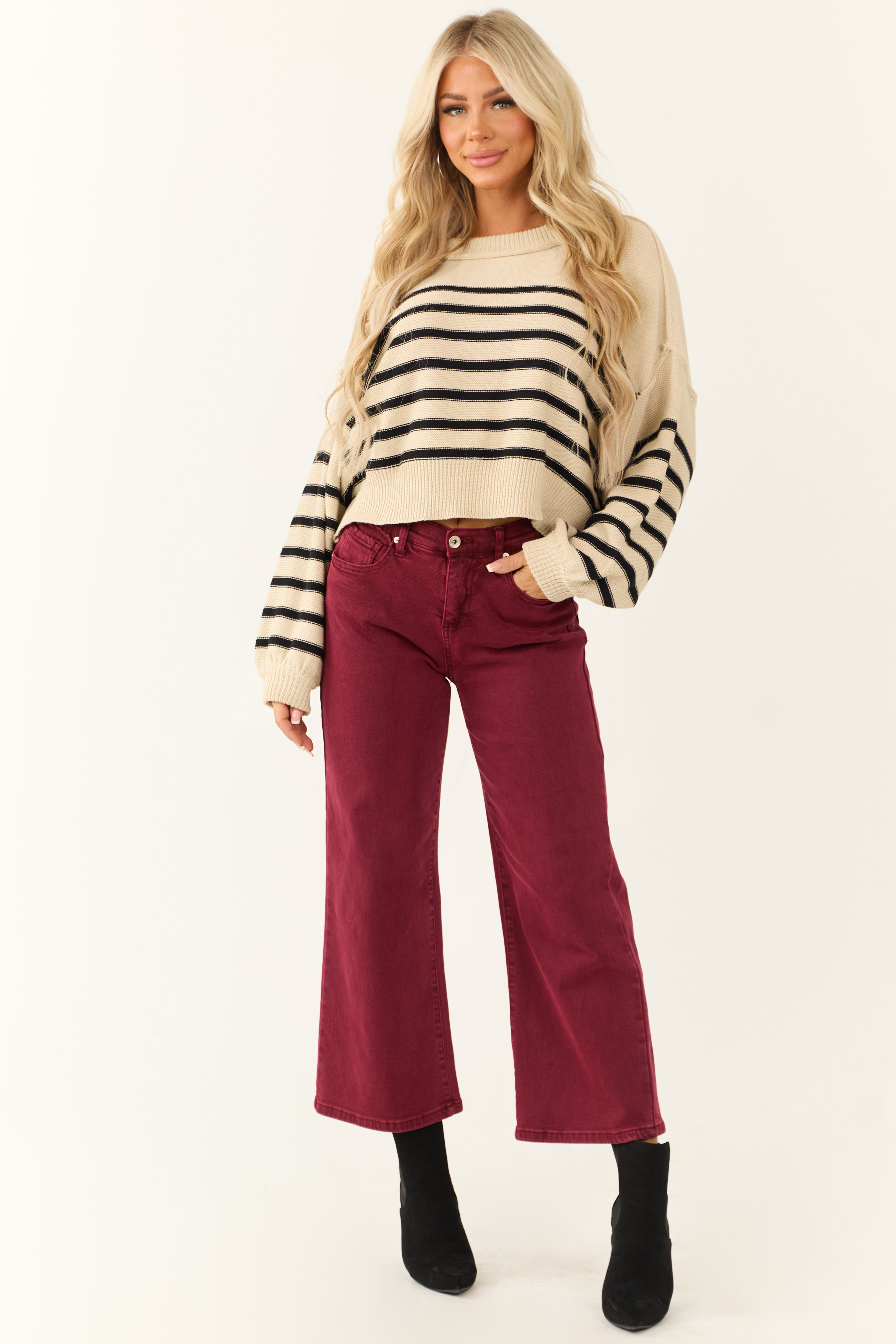 Special A Wine Tummy Control Wide Leg Jeans