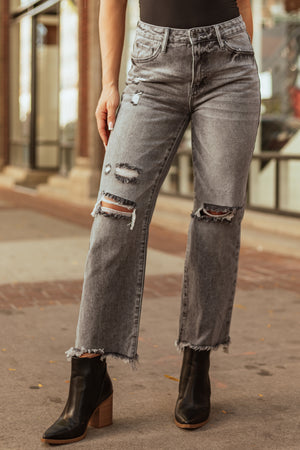 Special A Steel Distressed High Rise Mom Jeans