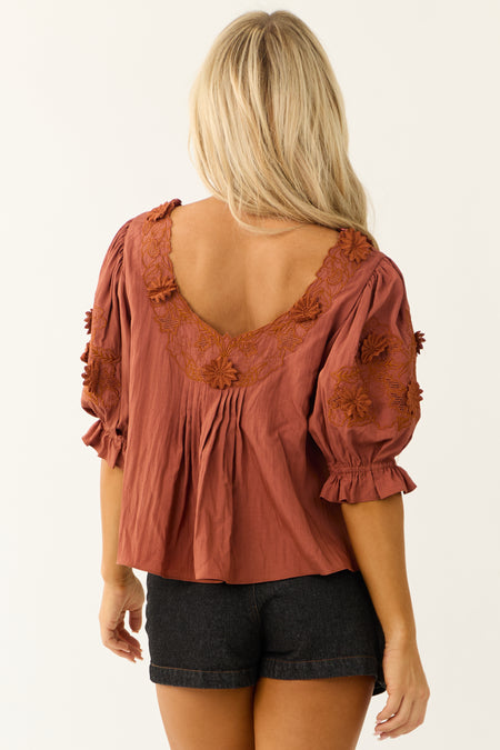 Spice Floral Embellished Half Sleeve Blouse