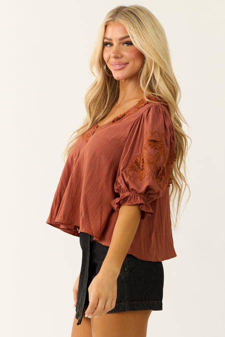 Spice Floral Embellished Half Sleeve Blouse