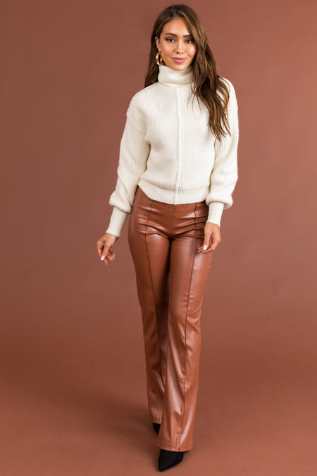 Spice High Waist Flared Faux Leather Pants