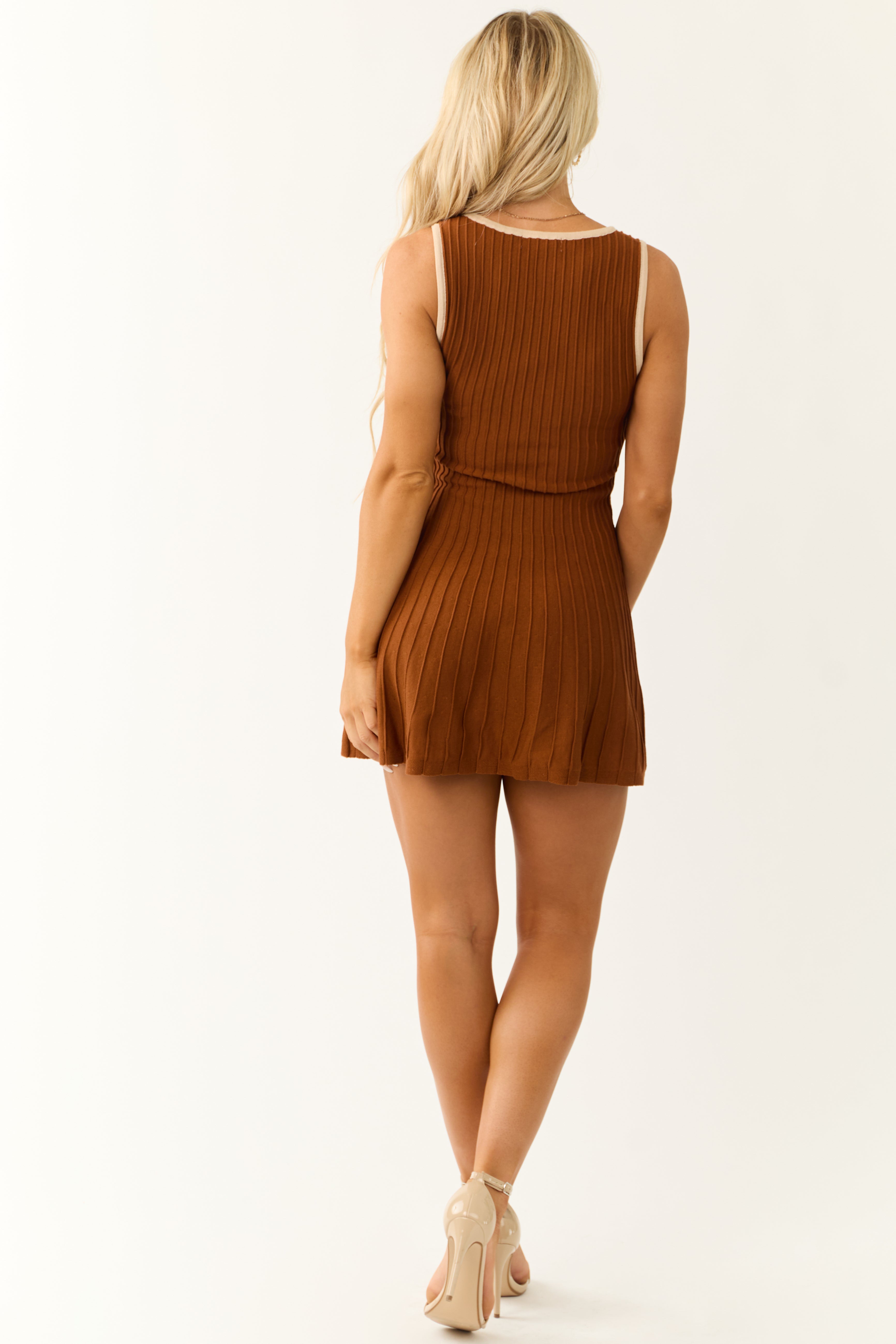 Spice Contrast Square Neck Skater Mini Dress