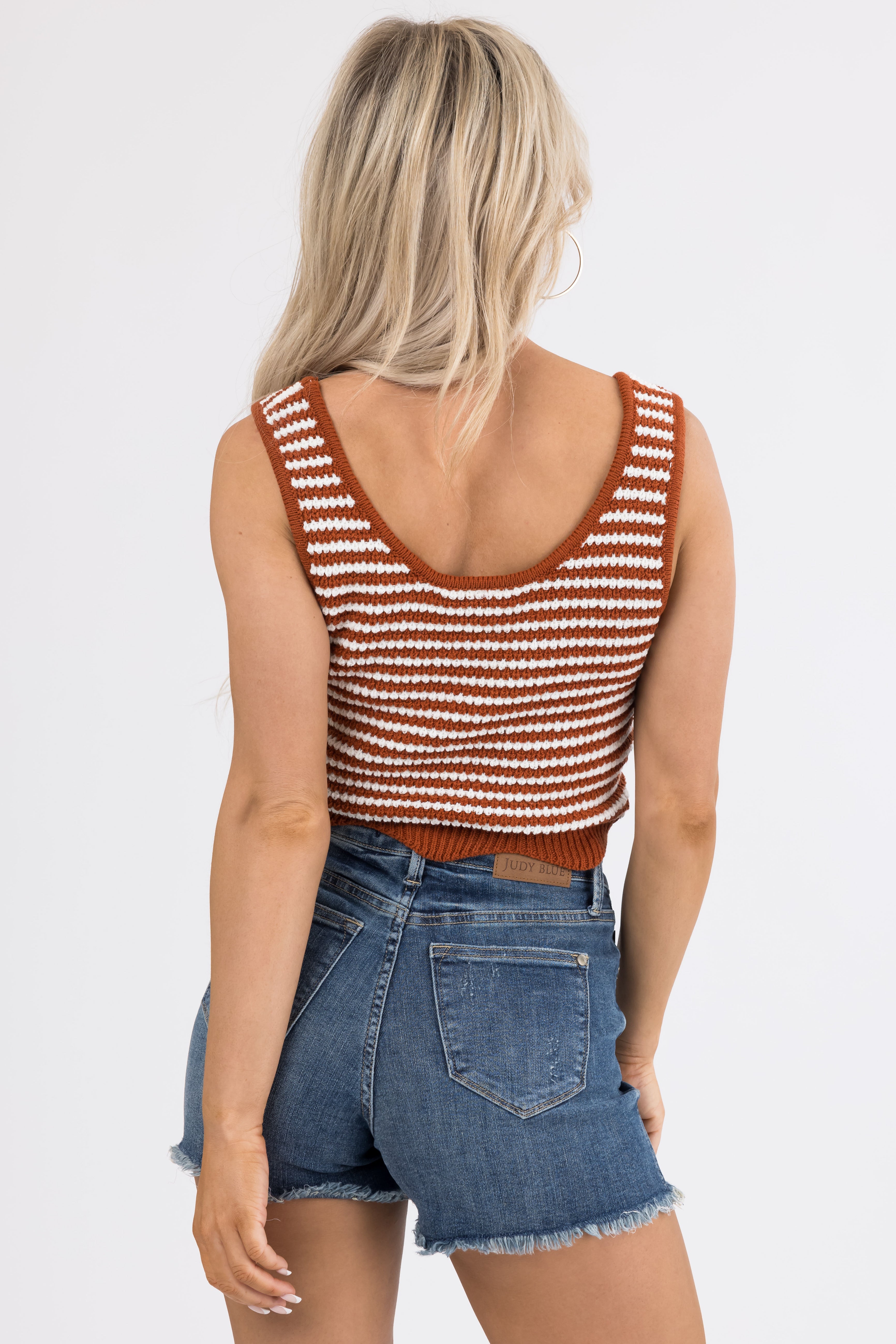 Spice Striped Knit Sleeveless Top