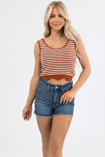 Spice Striped Knit Sleeveless Top