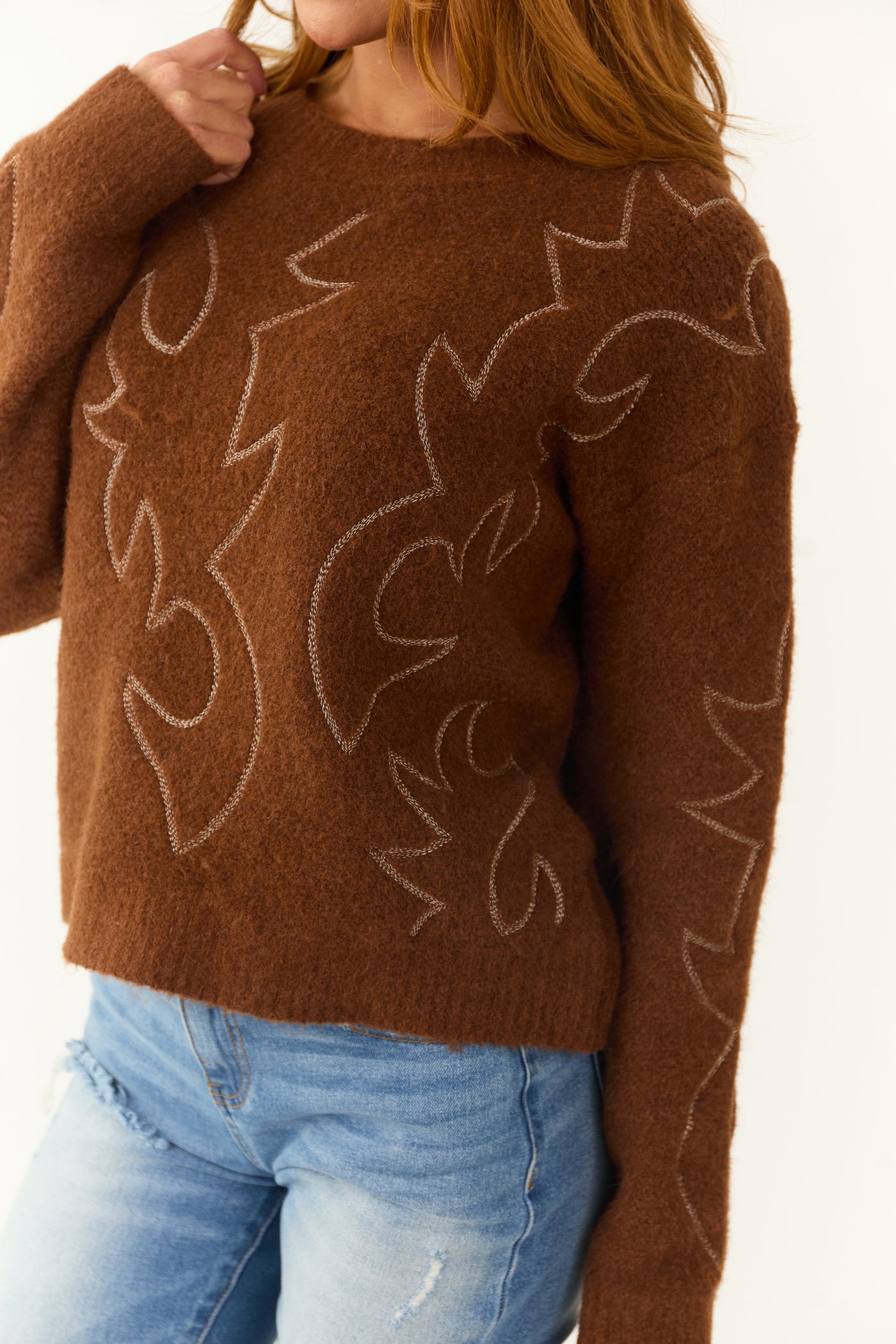 Spice Western Stitch Long Sleeve Sweater