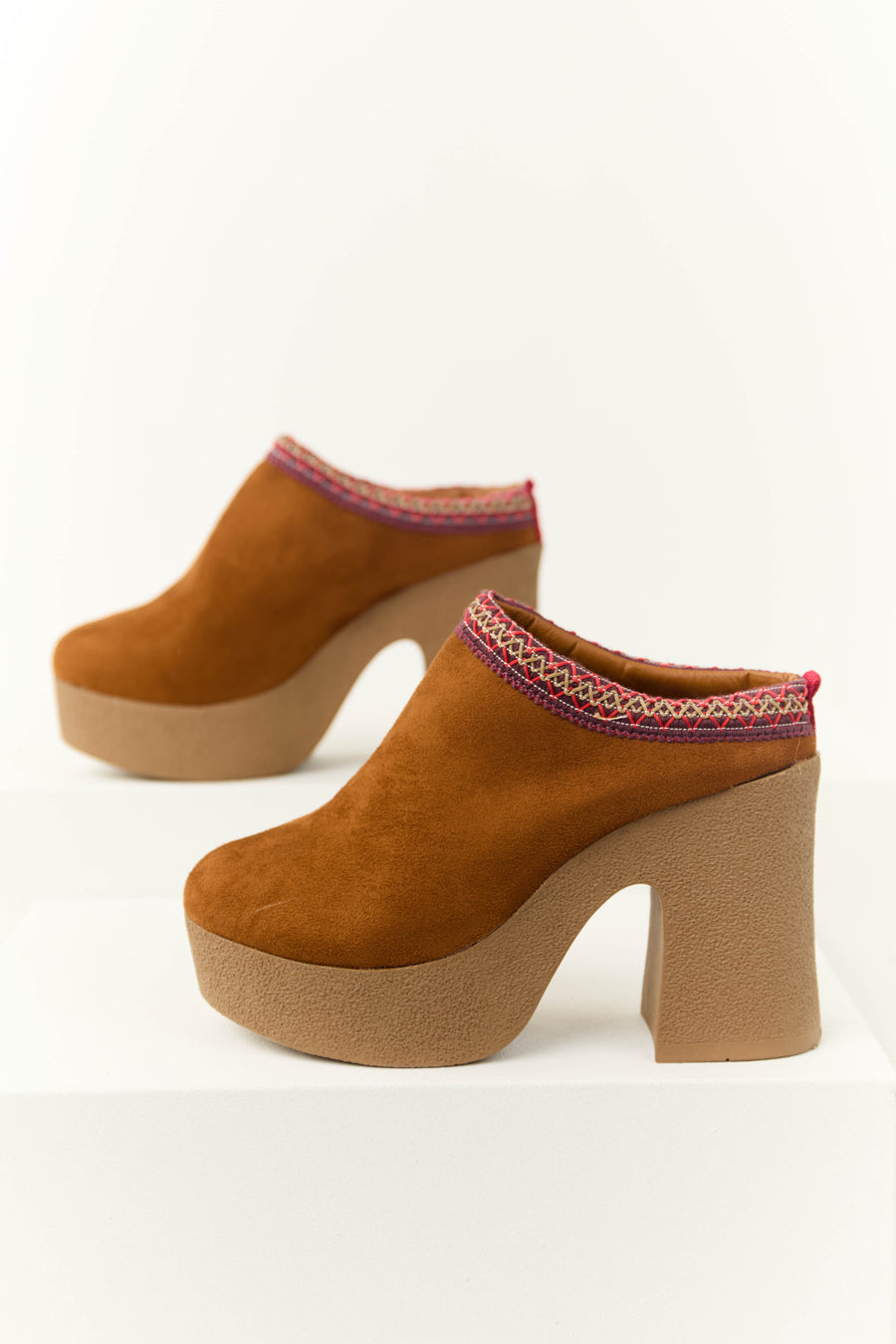 Spice Faux Suede Chunky Platform Heels