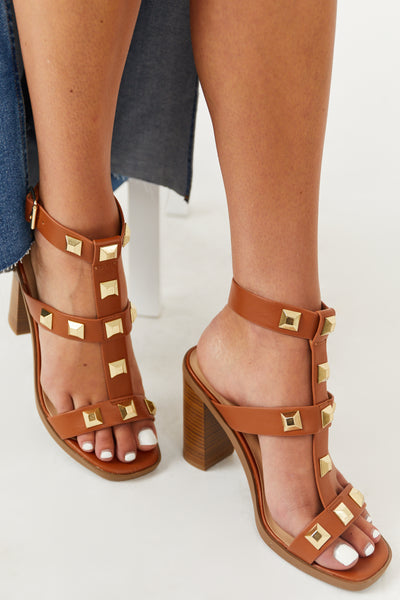 Nude studded heeled sandals hotsell