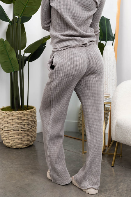 Steel Mineral Wash Waffle Knit Pants