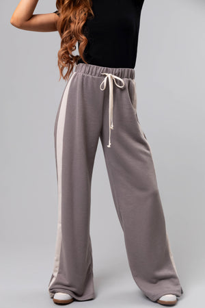 Steel Side Stripe Wide Leg Drawstring Pants