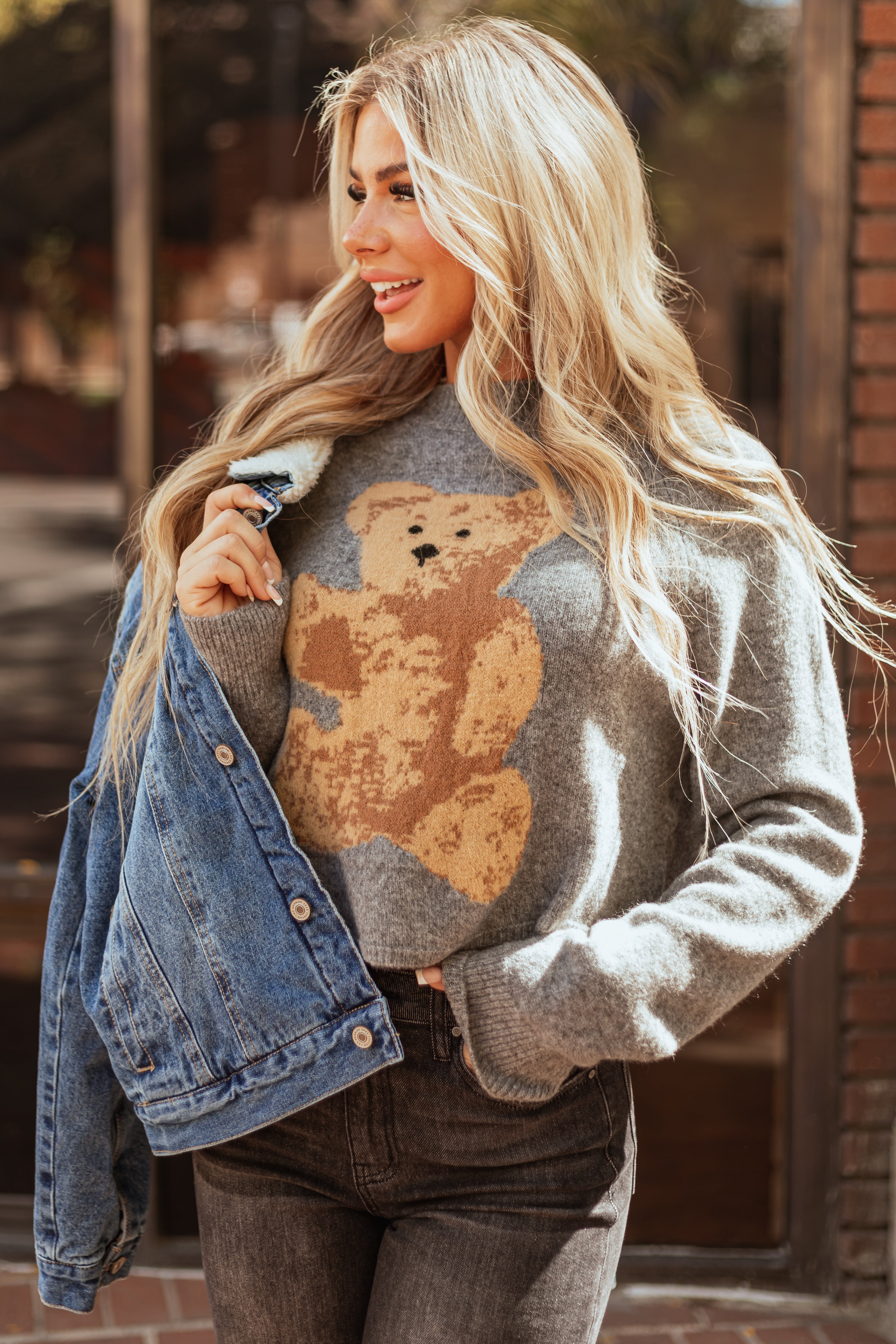 Cropped teddy pullover sale