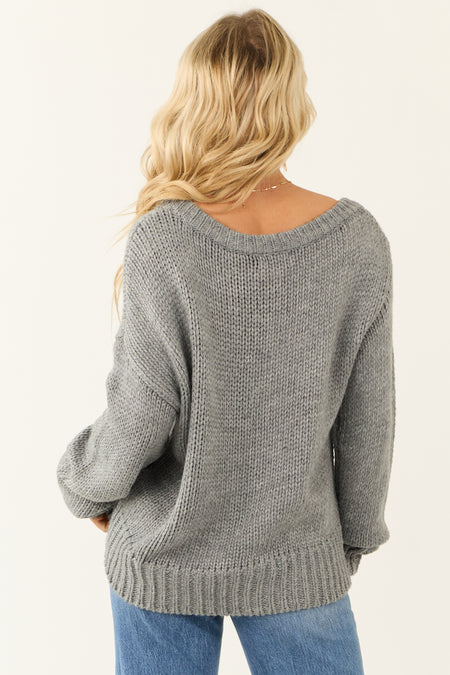 Stone One Shoulder Long Sleeve Knit Sweater