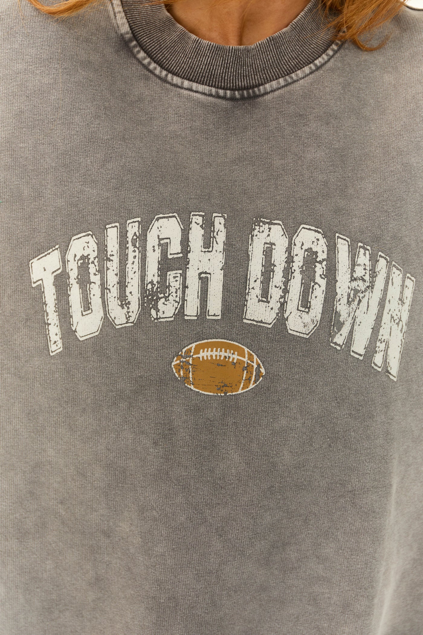 Stone 'Touch Down' Graphic Oversized Sweatshirt