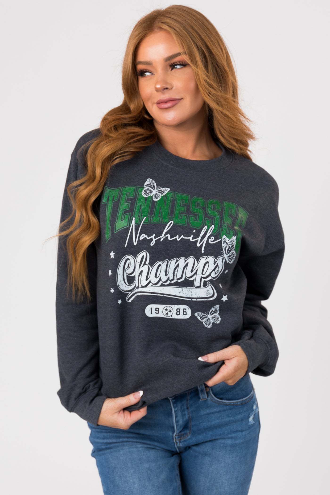 Stormy Grey 'Tennessee' Long Sleeve Sweatshirt