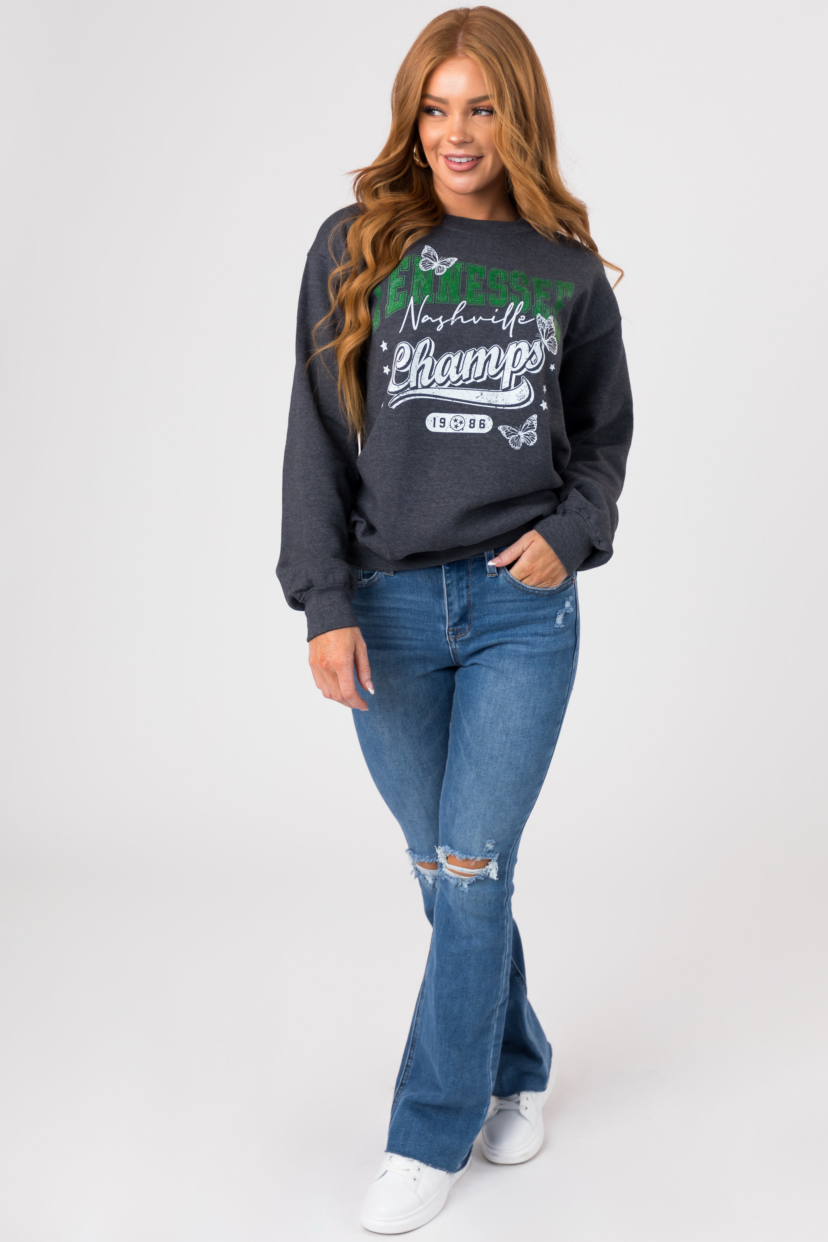 Stormy Grey 'Tennessee' Long Sleeve Sweatshirt