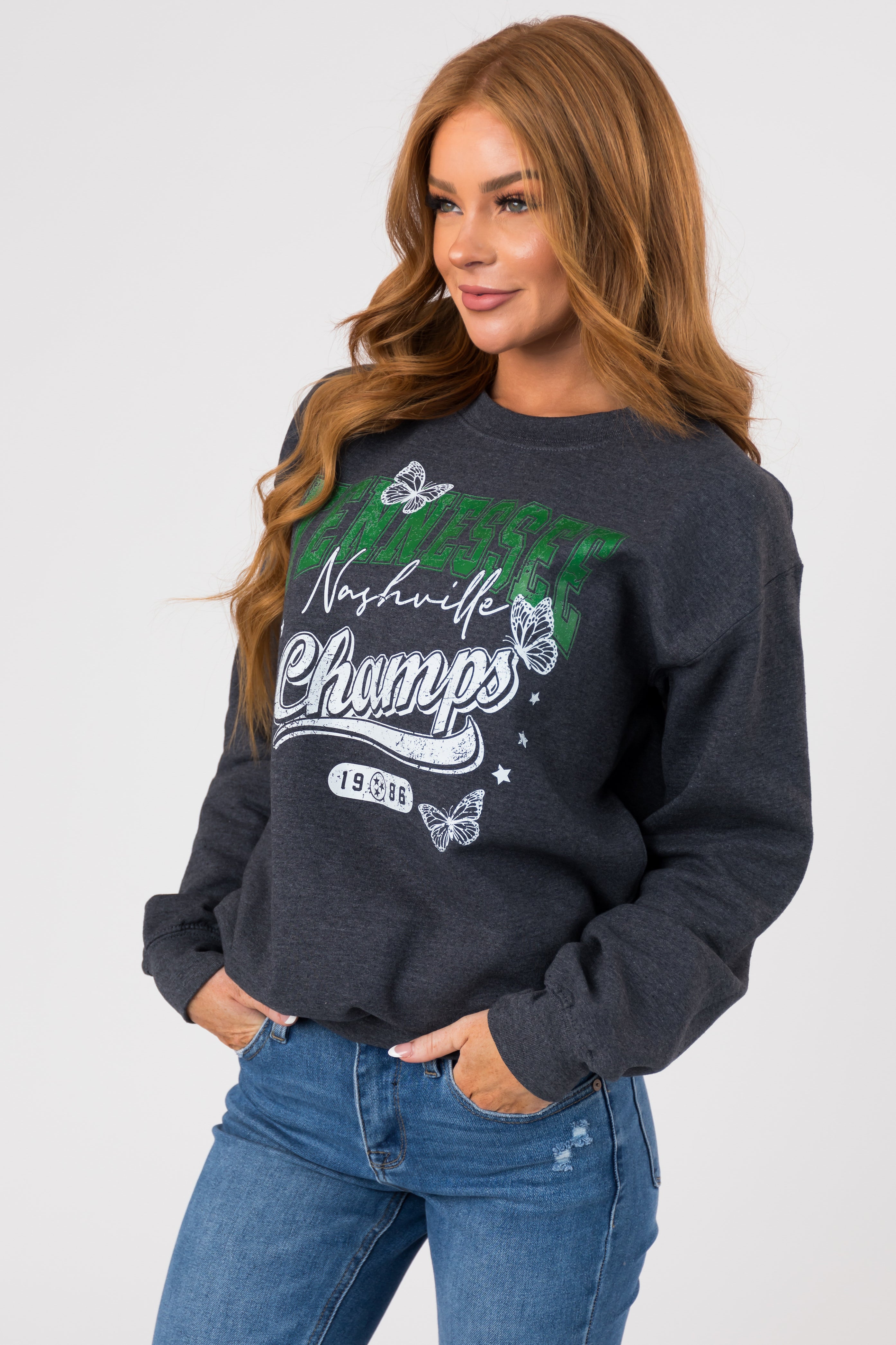 Stormy Grey 'Tennessee' Long Sleeve Sweatshirt