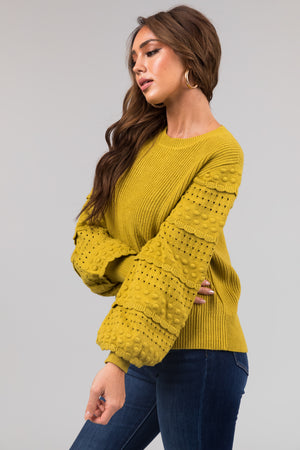 Straw Long Sleeve Pointelle Detail Sweater