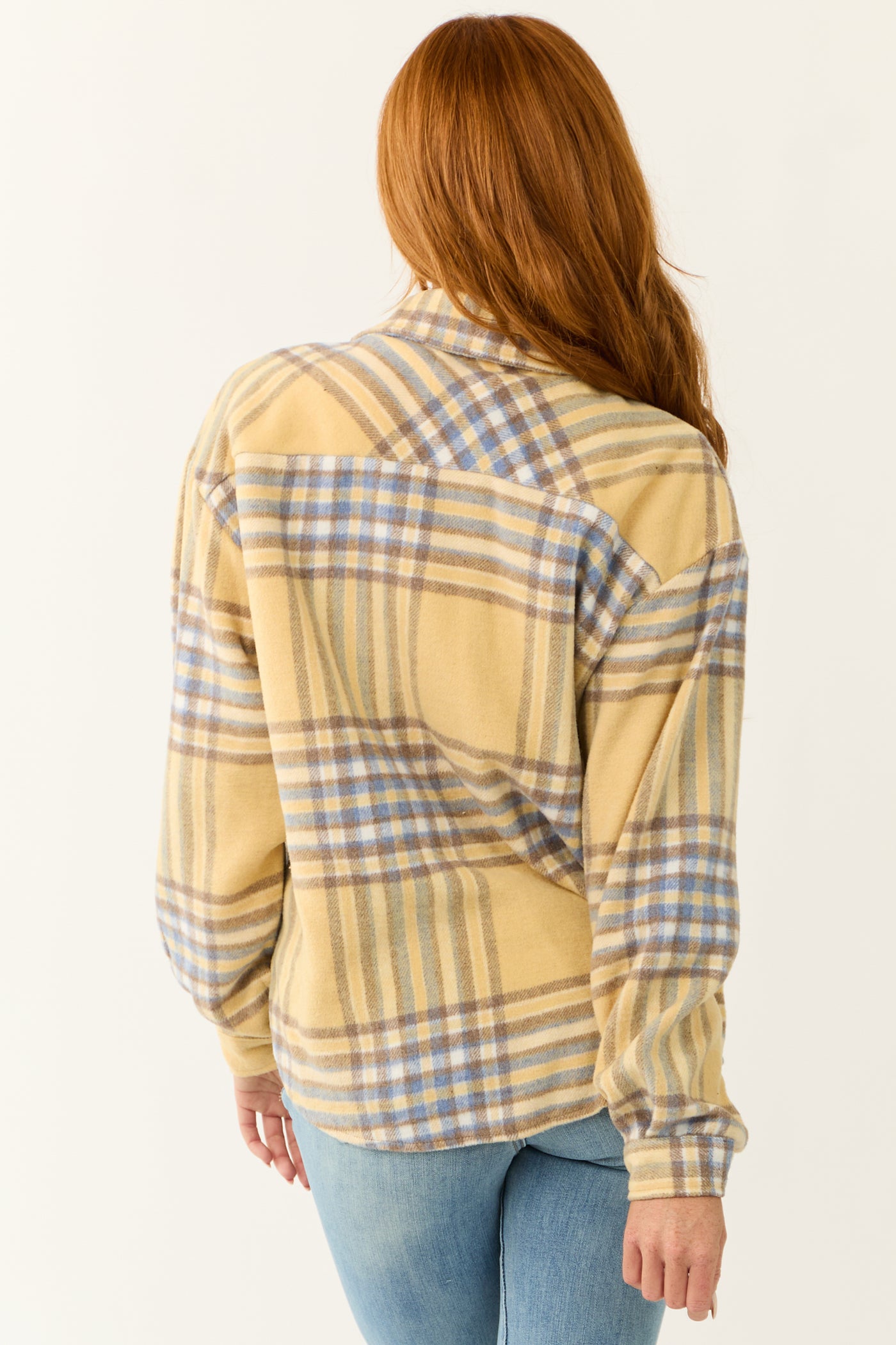 Straw Plaid Wool Blend Button Down Shacket