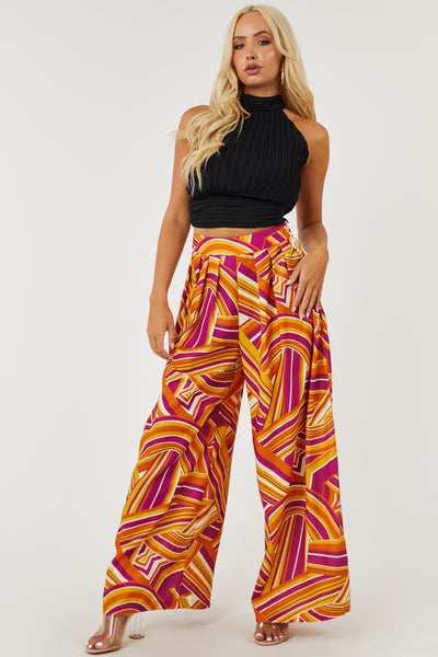 abstract print flare pants