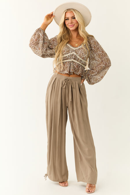 Taupe Drawstring Cuff Balloon Pants