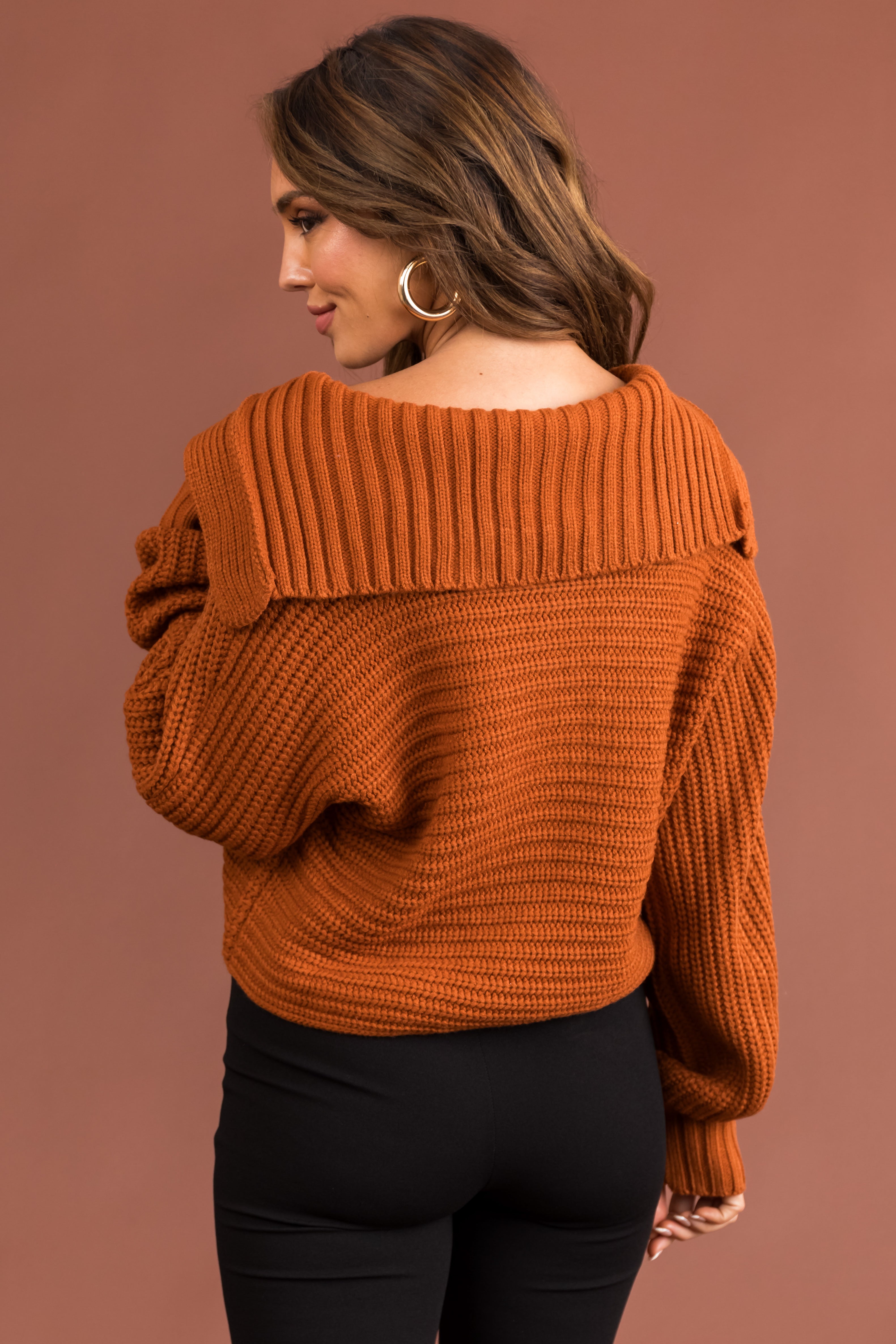 Tawny Collared V Neck Cropped Knit Sweater