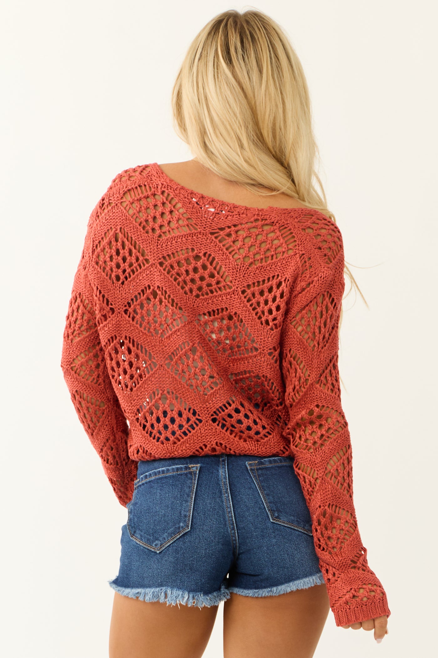 Tawny Open Crochet Tie Front Cardigan