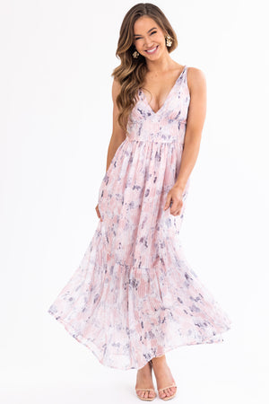 Tea Rose Floral Print Sleeveless Maxi Dress