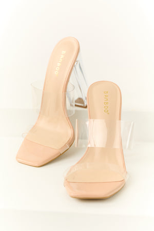 Tea Rose Clear Block Heels