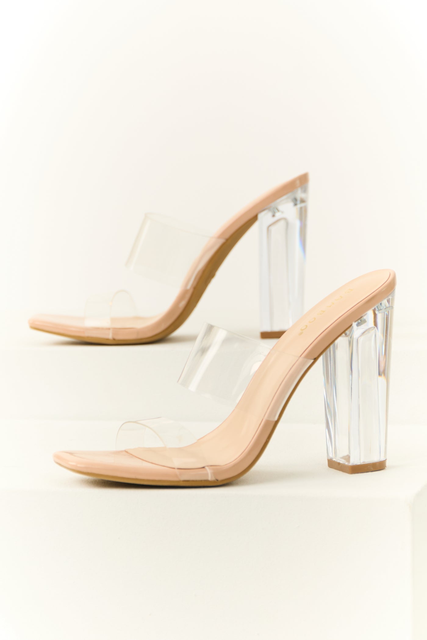 Tea Rose Clear Block Heels