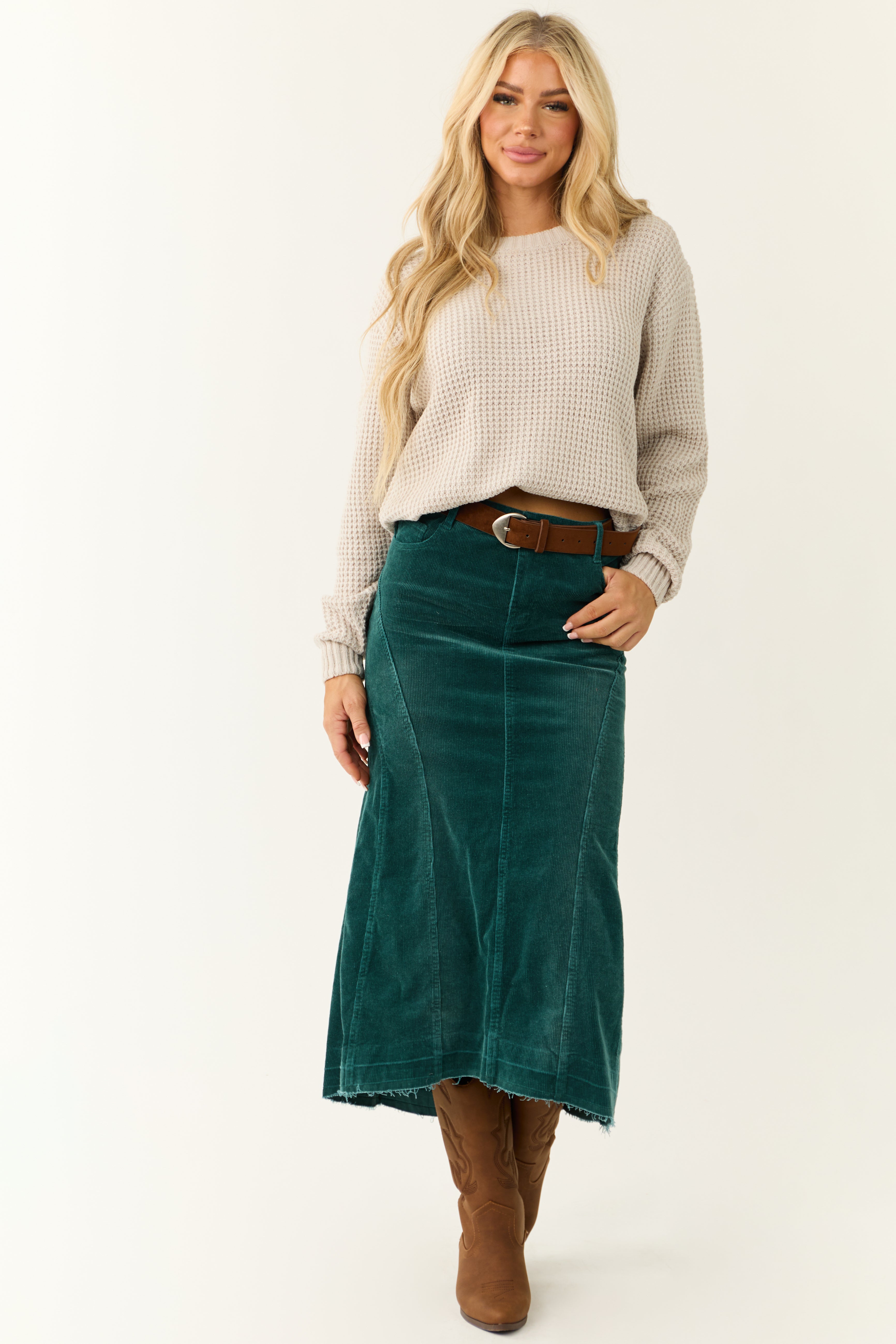 Corduroy skirt long best sale