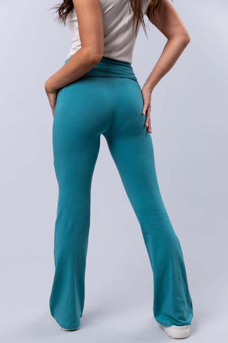 Teal Soft High Waist Flare Leg Yoga Pants