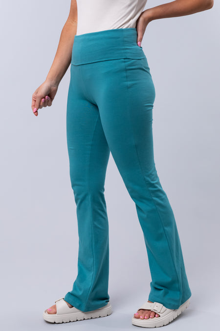 Teal Soft High Waist Flare Leg Yoga Pants