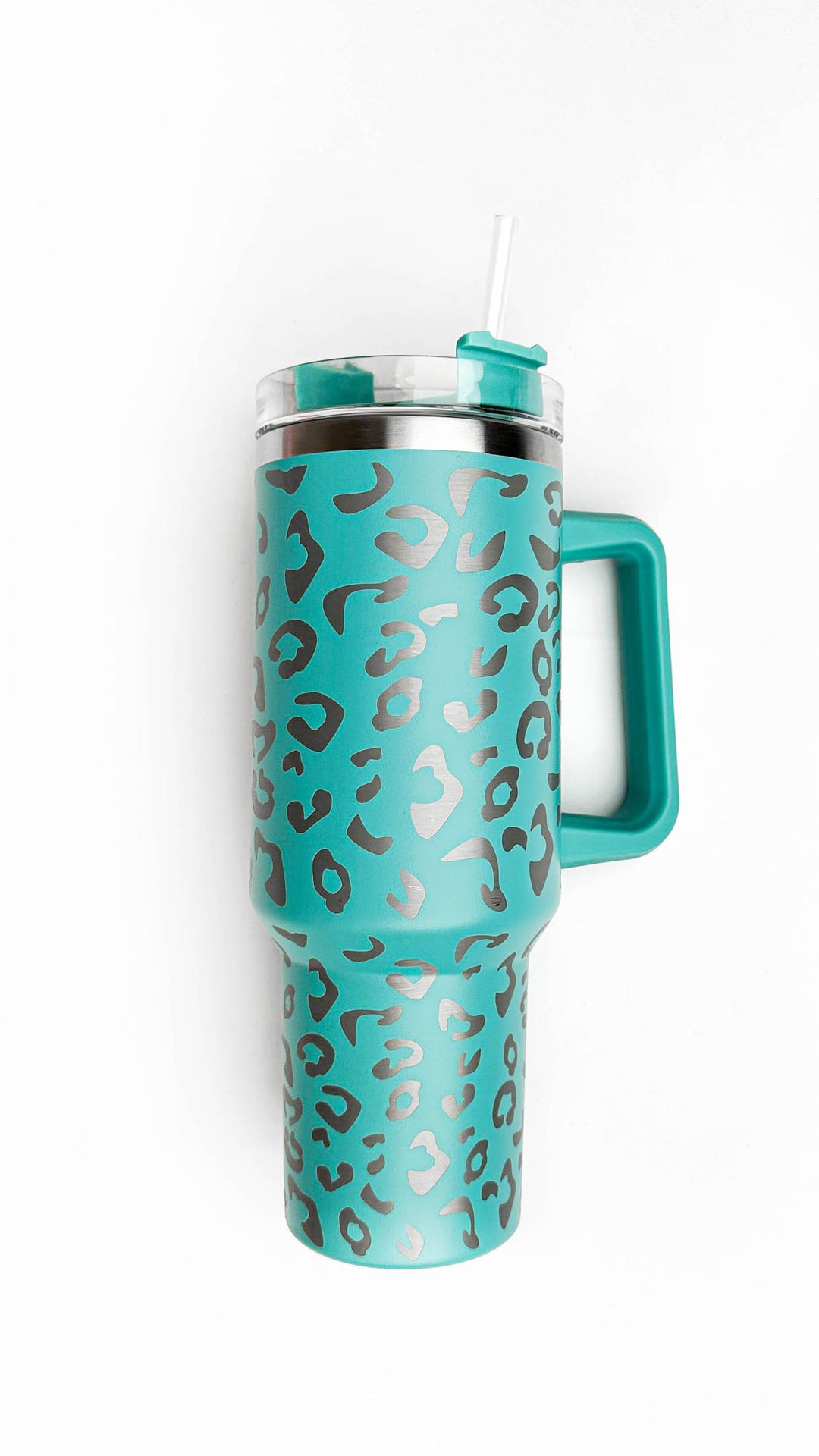 Teal Leopard Print 40oz Tumbler & Lime Lush