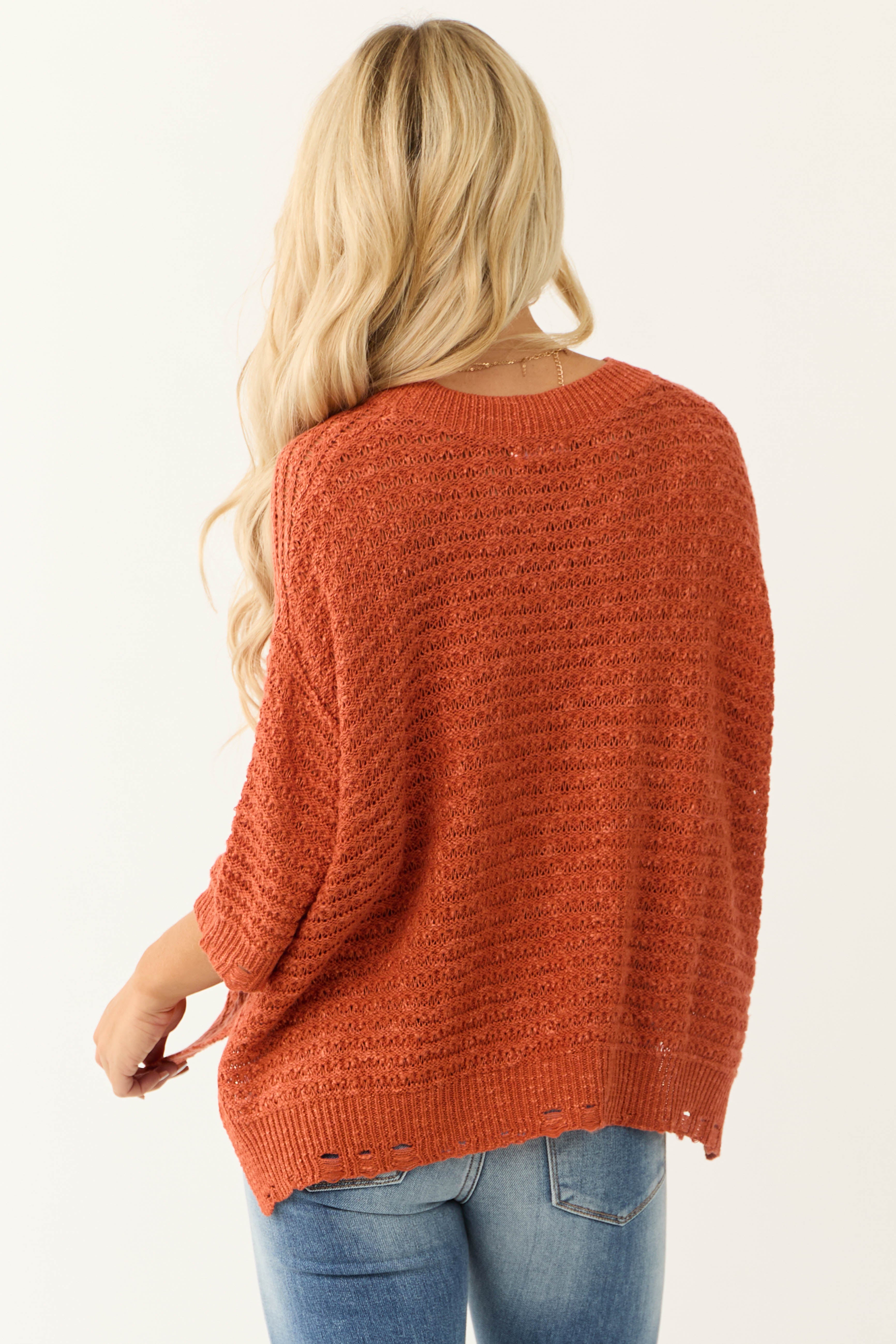 Terracotta Oversized Knit Half Sleeve Top