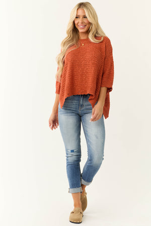 Terracotta Oversized Knit Half Sleeve Top