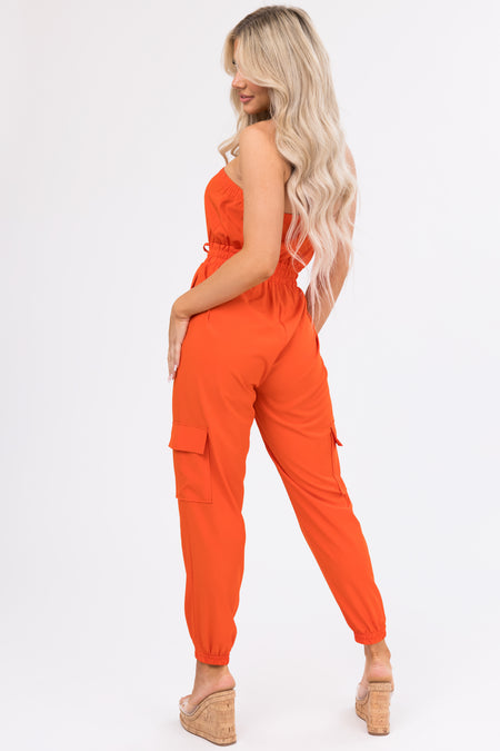 Tomato Cargo Style Strapless Jumpsuit