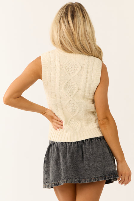 Vanilla Cable Knit Yarn Detail Sweater Vest