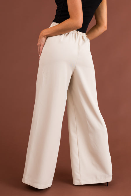 Vanilla Elastic Waist Wide Leg Dress Pants