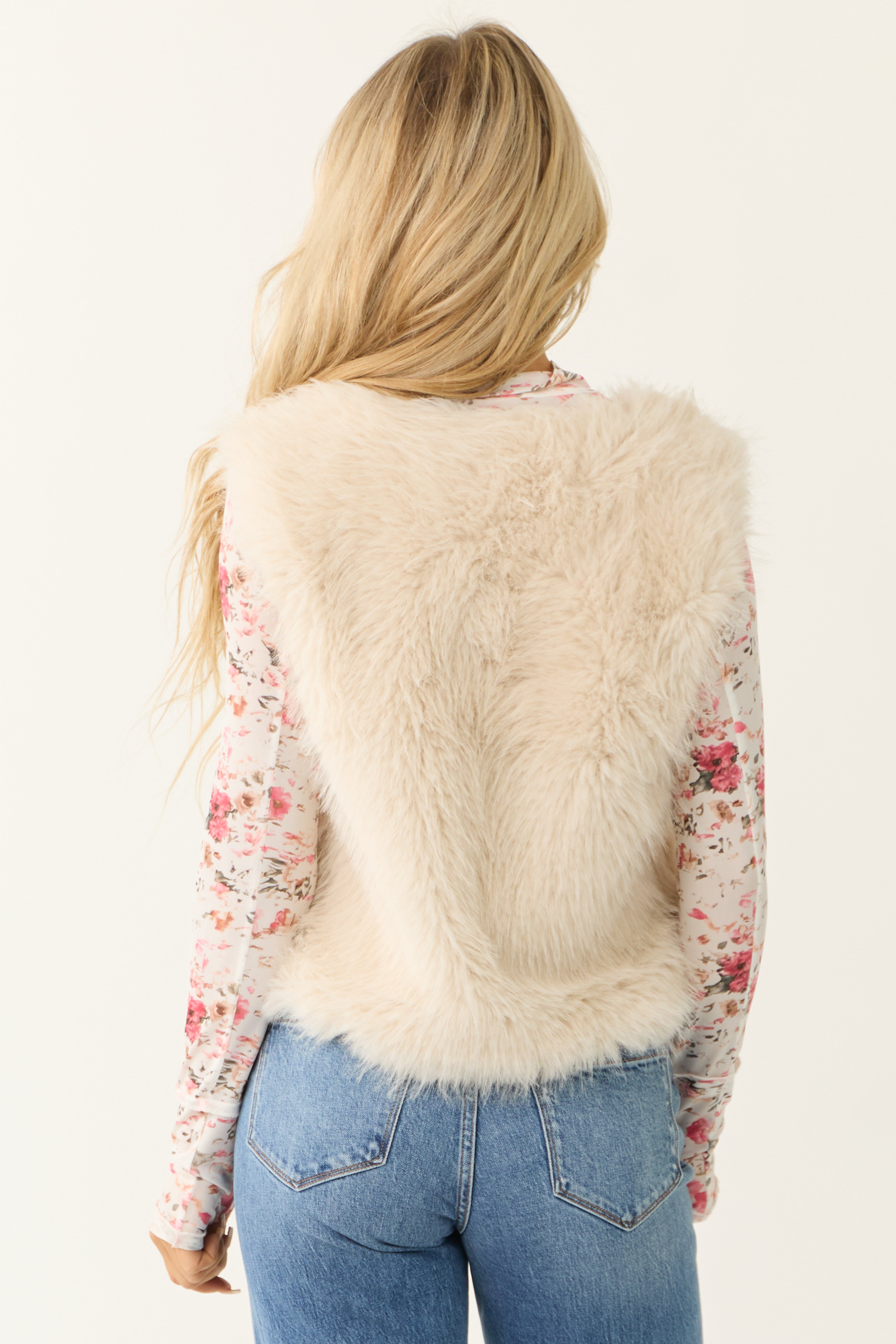 Vanilla Faux Fur Soft Open Vest