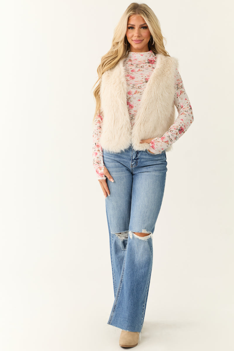 Vanilla Faux Fur Soft Open Vest