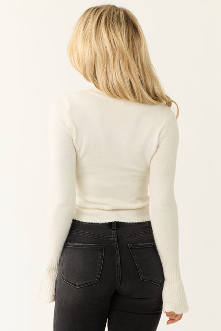 Vanilla Scalloped Mock Neck Long Sleeve Sweater