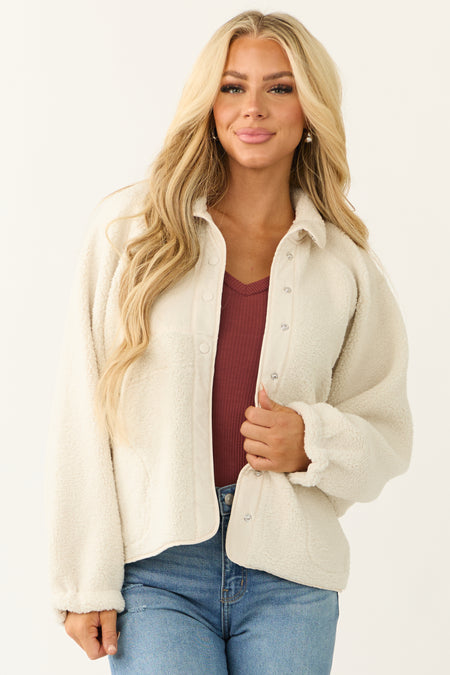 Vanilla Snap Button Down Sherpa Jacket