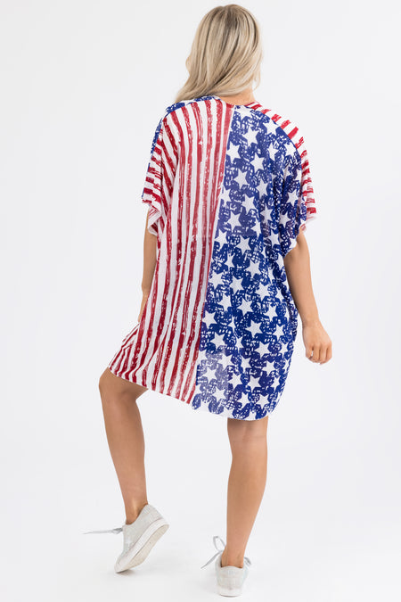 Vanilla Stars and Stripes Print Knit Kimono