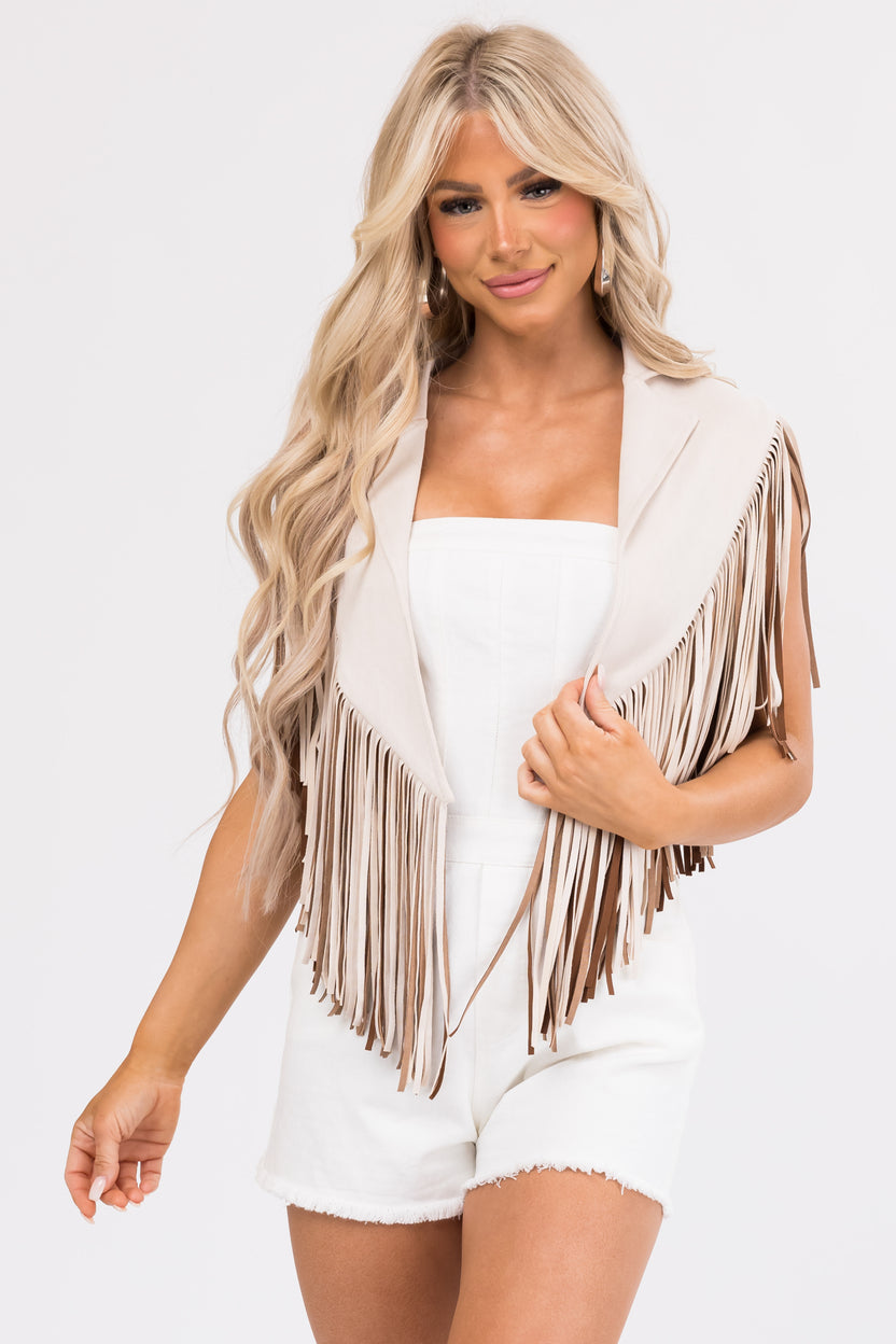 Vanilla Suede Fringe Star Print Shawl