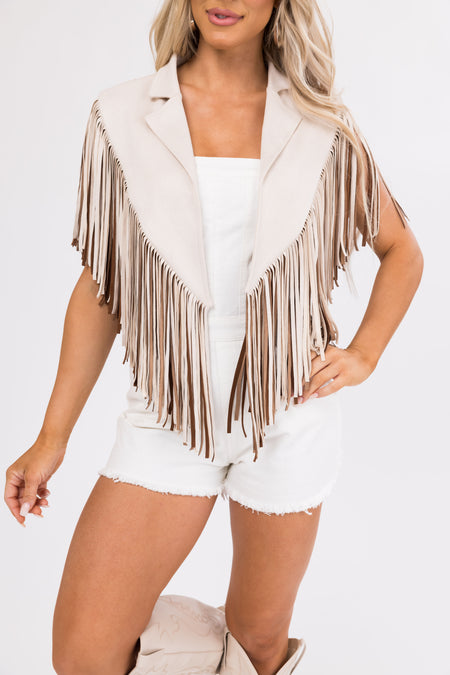 Vanilla Suede Fringe Star Print Shawl