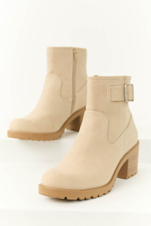 Vanilla Block Heel Ankle Strap Short Boots