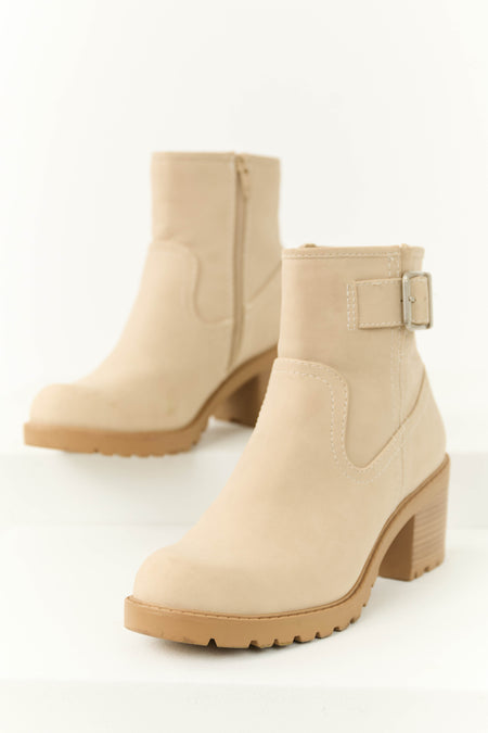 Vanilla Block Heel Ankle Strap Short Boots